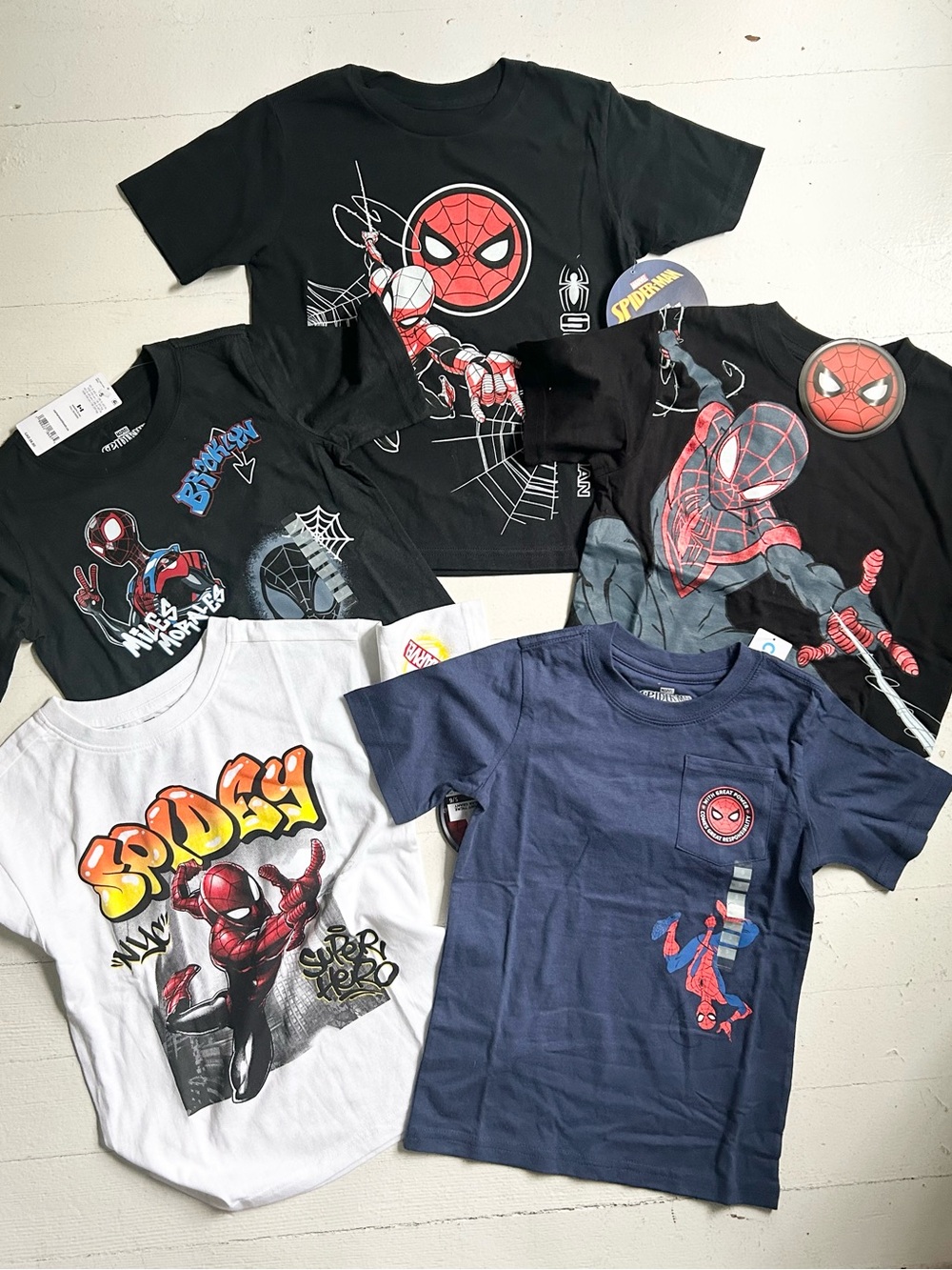 Bundle of 5 NWT Spider-man shirts, boys 5
